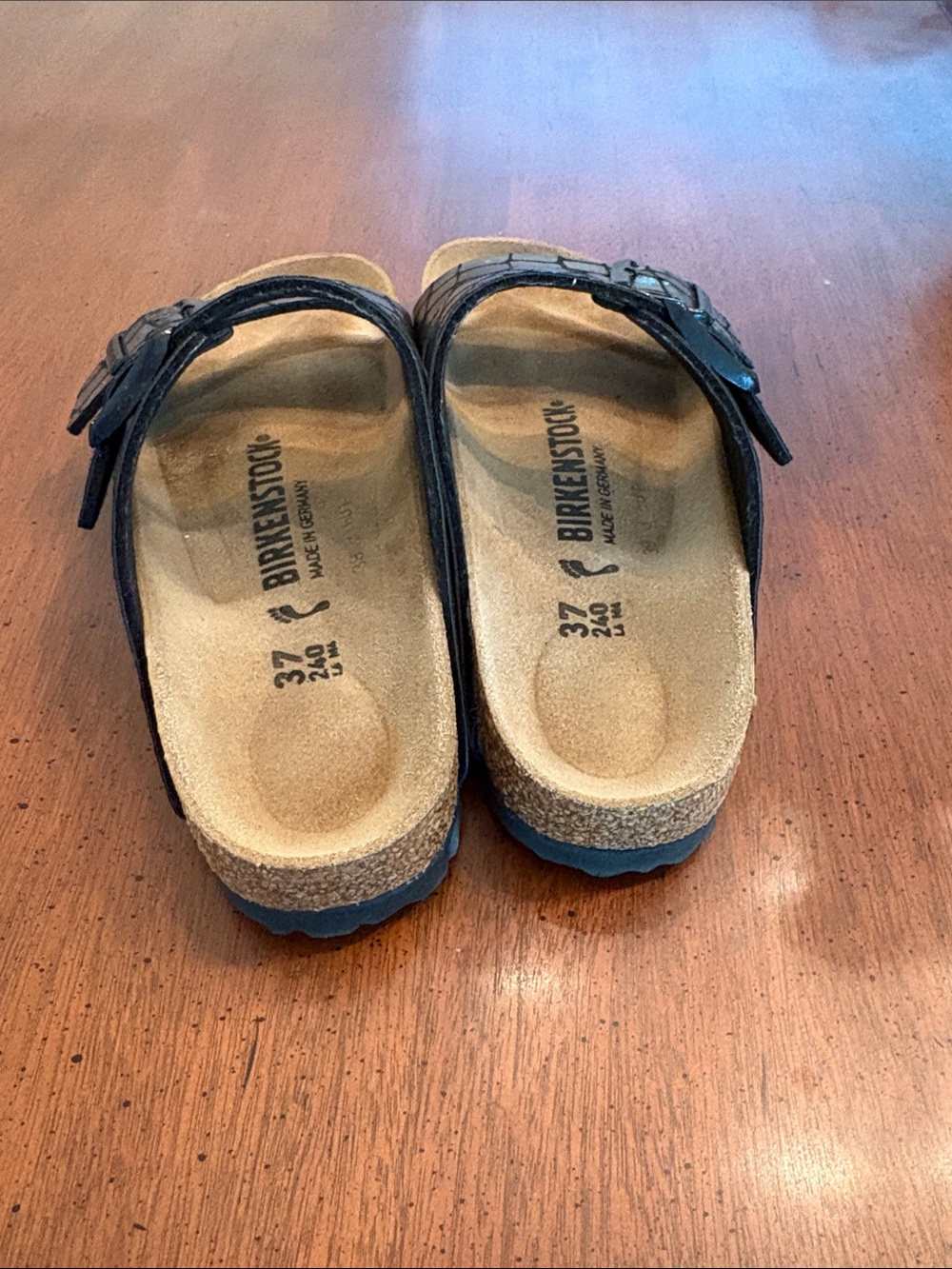 Birkenstock Arizona Metallic Croc-Print Dual Buckle Sandal - Picture 3 of 7